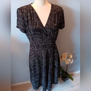 H by Halston faux wrap geometric print dress